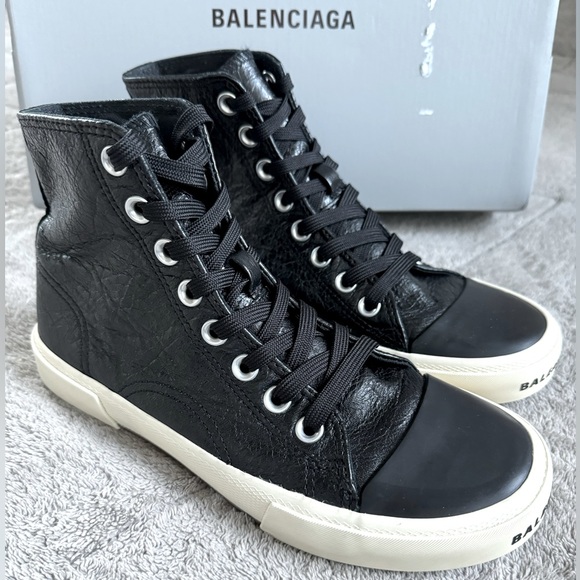 BALENCIAGA Paris Leather High Top Sneakers - Picture 6 of 12